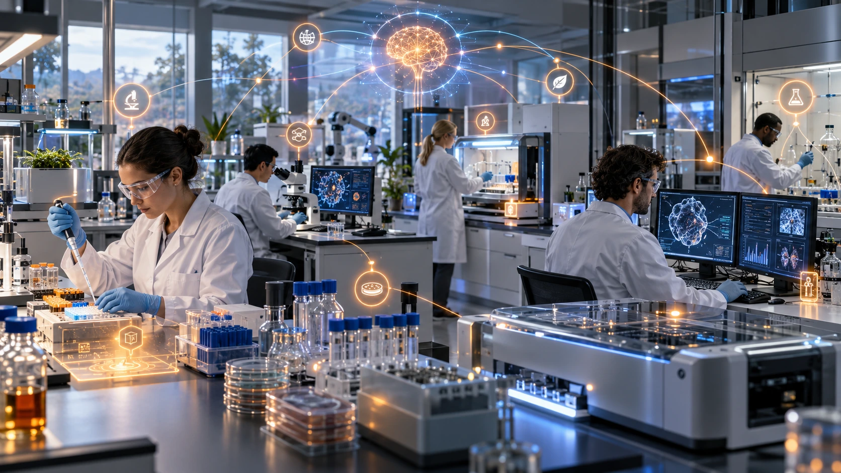 RealityLoop product vision: scientists, laboratory instruments and connected experimental knowledge.
